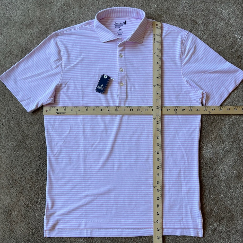 NWT Johnnie-O Performance Mesh Polo -  Pink & white stripe
